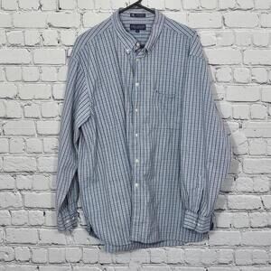 2/$20 John Ashford Blue Checkered Long Sleeve Button-Up Shirt Size XL